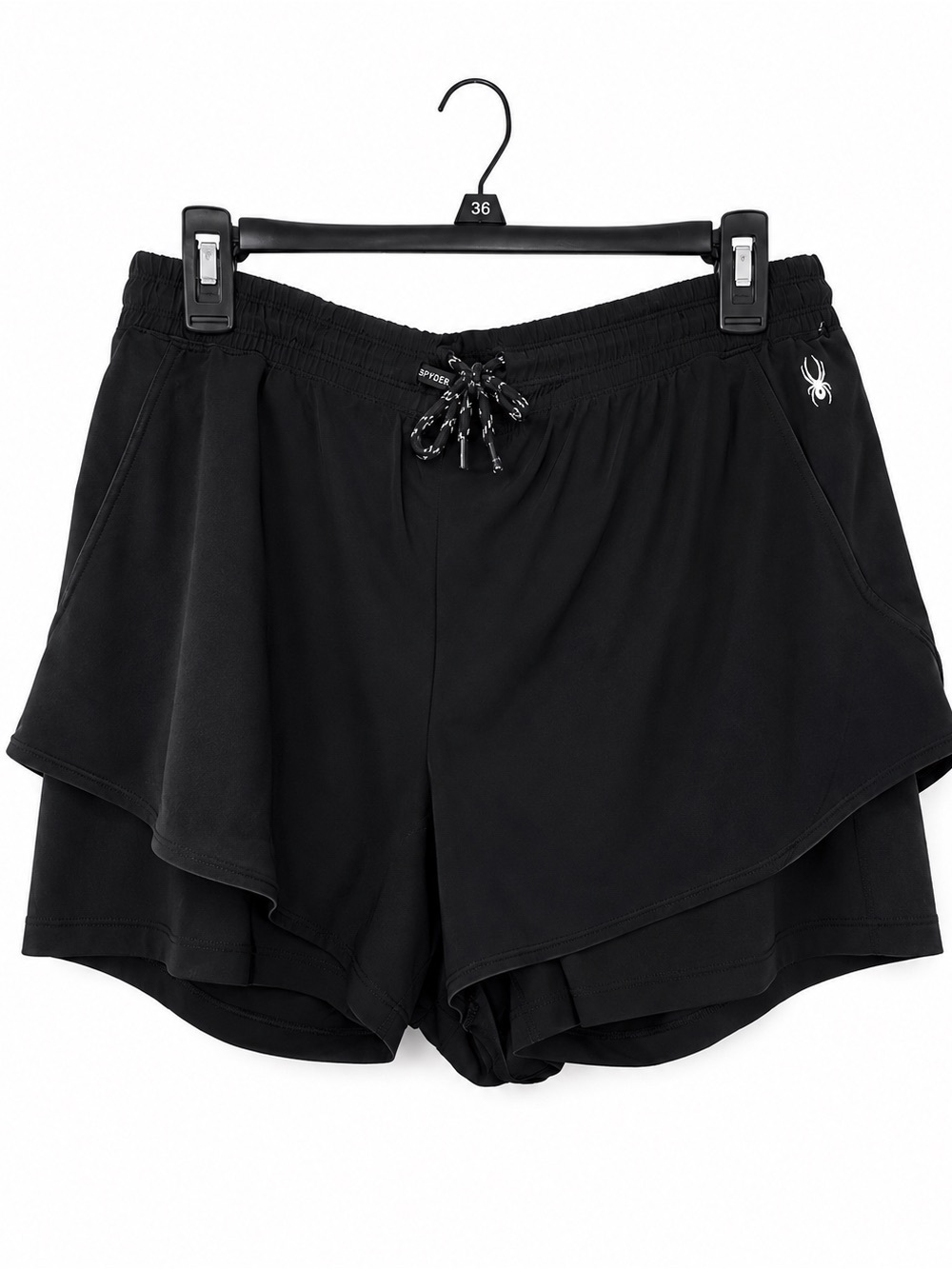 Spyder Black Layered Athletic Shorts with Logo